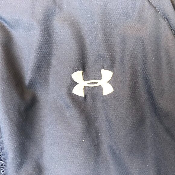 Under Armour Mens Windbreaker Jacket Large Navy Full Zip Outdoors High Neck - Picture 8 of 11